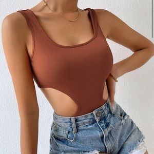 Cut out brown bodysuit.
